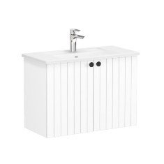 Vitra Root Groove 69219 Lavabo Dolabı, Kapaklı, 80 Cm, Dar, Mat Beyaz, Köşeli Lavabolu